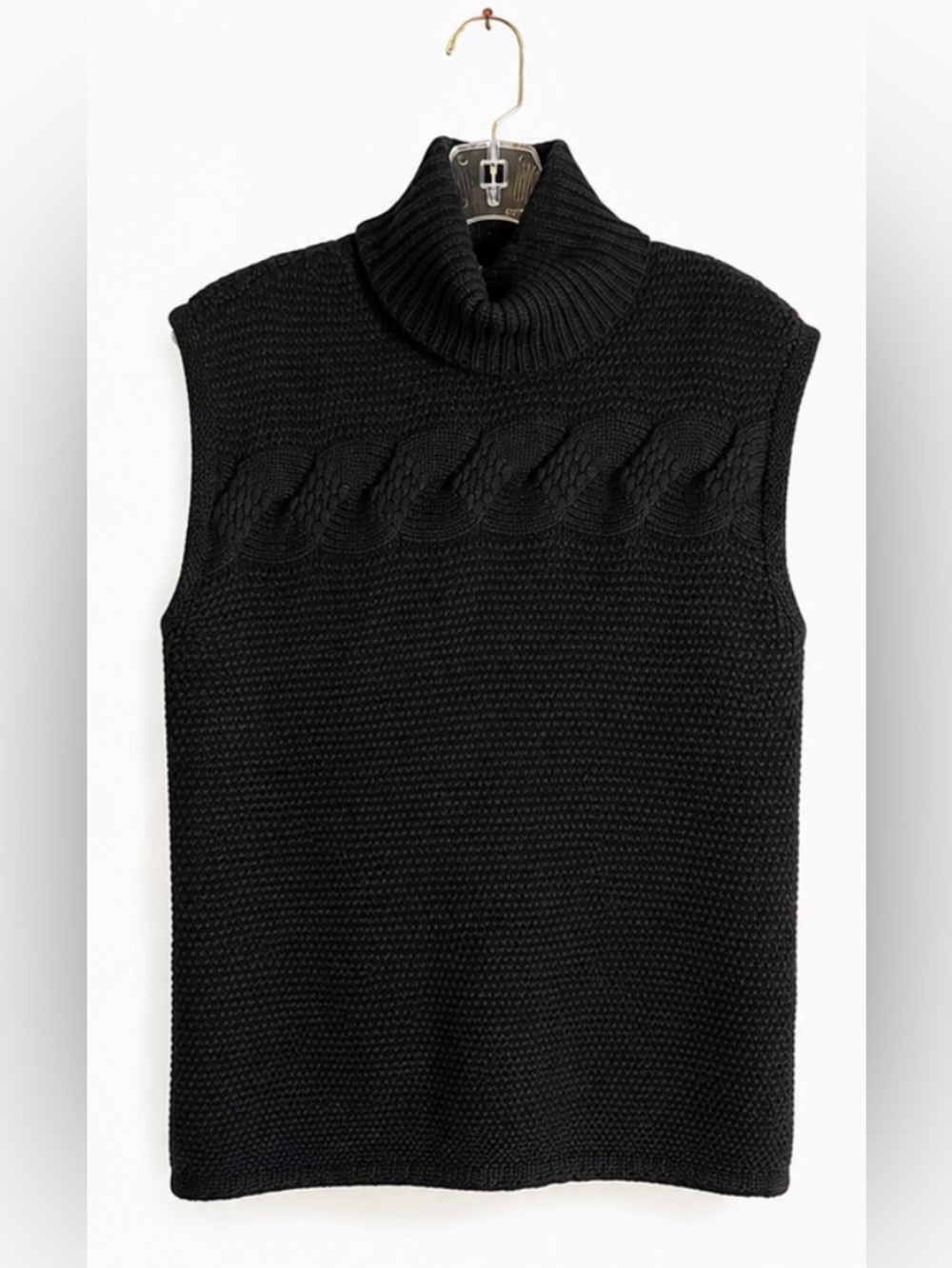 Lafayette 148 New York 100% Cashmere Cable Knit Turtleneck Vest Petite S